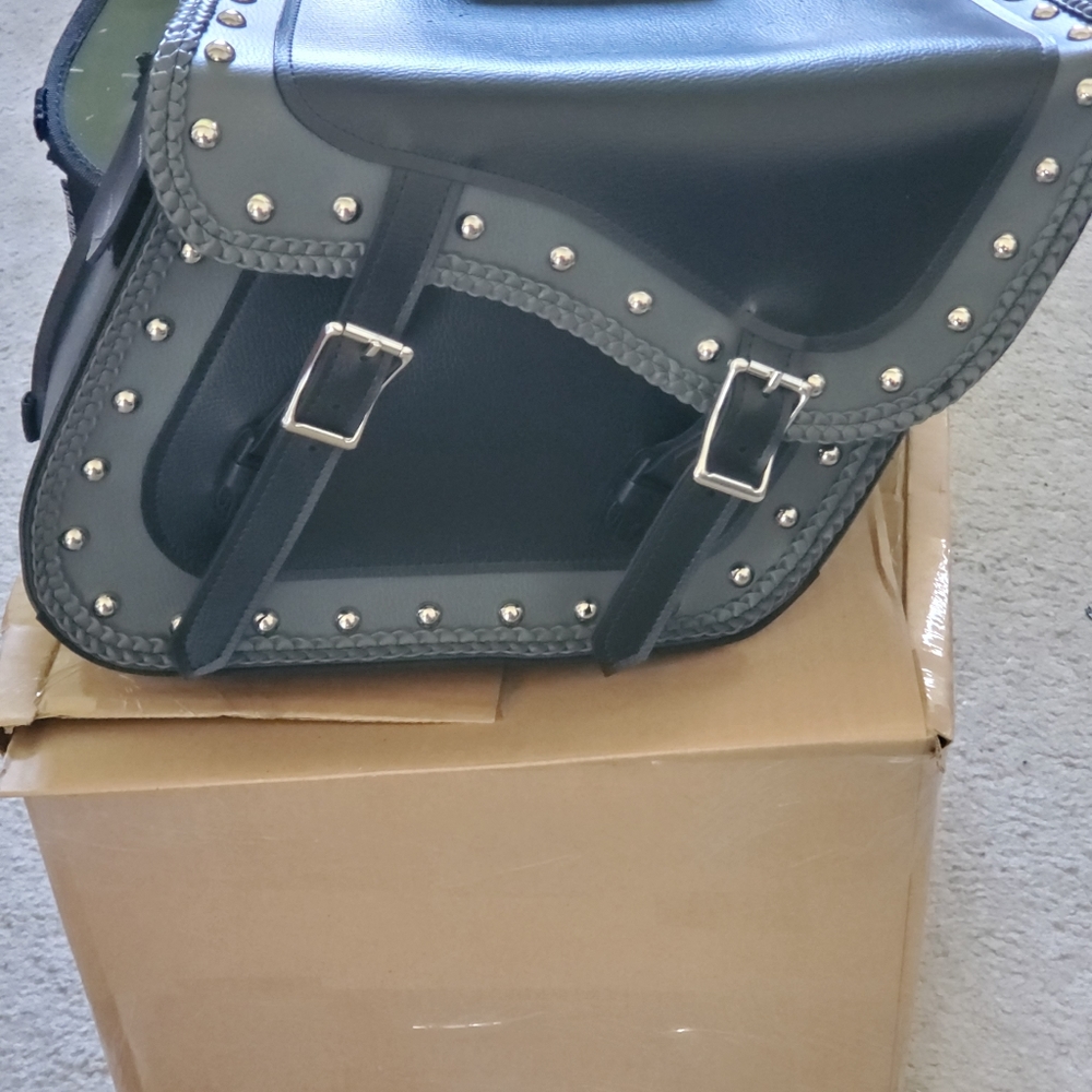 PVC Saddle Bags - black with gray trim